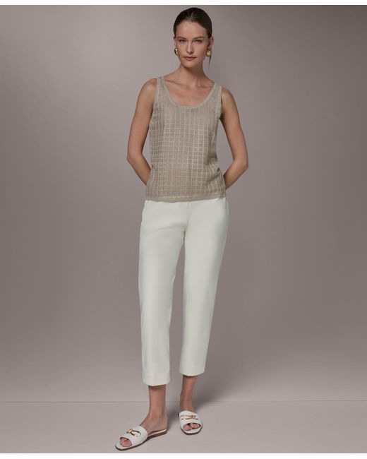 Donna Karan Brown Grid Pattern Sleeveless Sweater