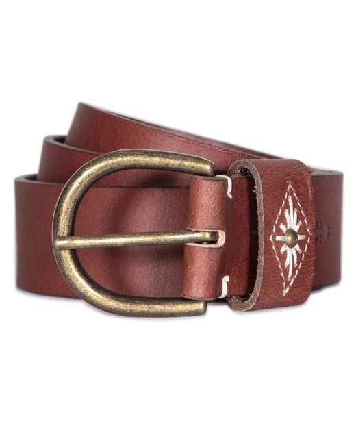 Frye Brown Embroidery On Loop Belt
