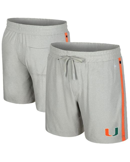 Colosseum Athletics Gray Miami Hurricanes Mac Shorts for men