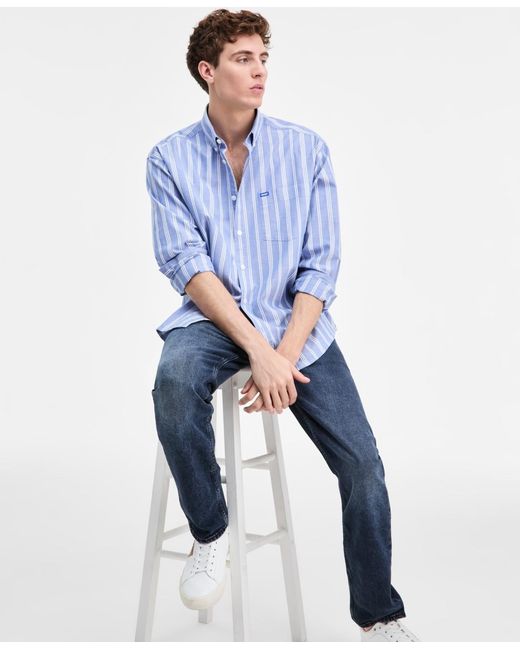Hugo Ebill BOSS Hugo By Ebill Cotton Long-sleeve Striped Oxford Shirt in Blue for ...