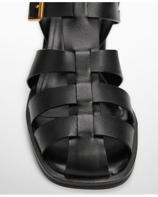 Mango Black Leather Jelly Shoes