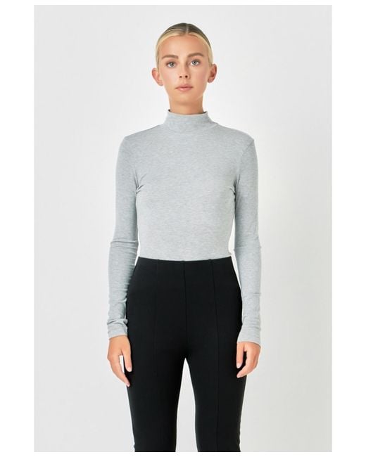 Endless Rose Gray Mock Neck Top