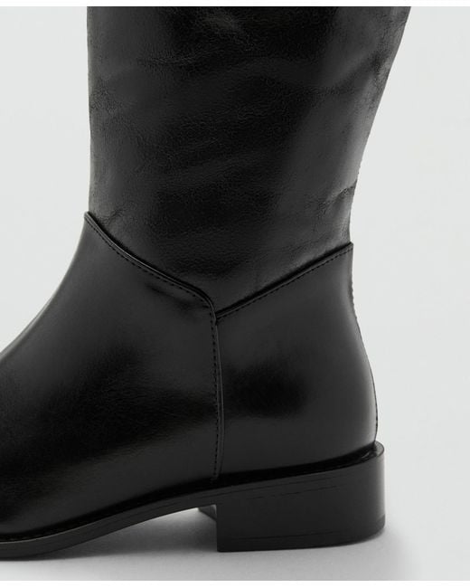 Mango Black Leather High Boots