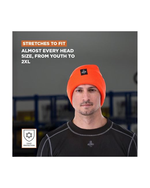 Refrigiwear Orange Four Layered Soft Acrylic Knit Winter Beanie Fat Cap for men