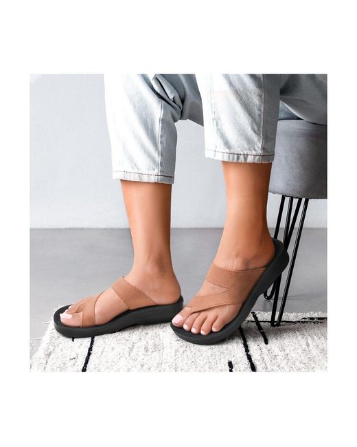 AEROTHOTIC Black Odal Split Toe Arch Support Sandals