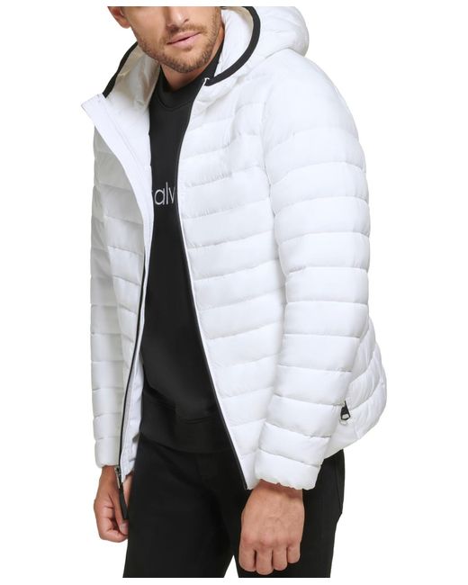 Calvin Klein White Hooded & Quilted Packable Jacket for men
