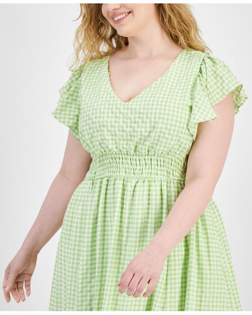 Taylor Green Plus Size Gingham A-line Dress