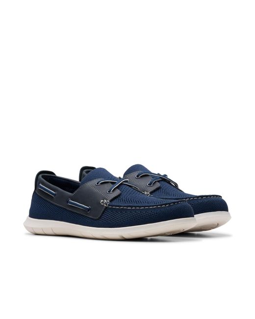 Clarks Blue Flexway Tie Casual Slip On Boat Shoe for men