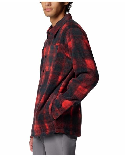 Columbia Red Steens Mountain Ii Plaid Fleece Shirt Jacket for men