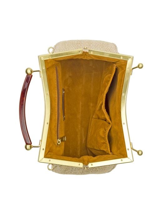 Patricia Nash White Kelmscott Frame Medium Satchel Bag
