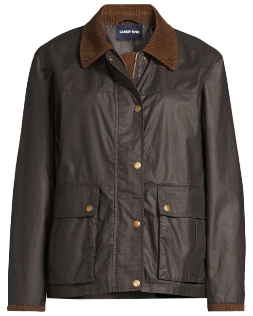 Lands' End Black Waxed Cotton Barn Jacket
