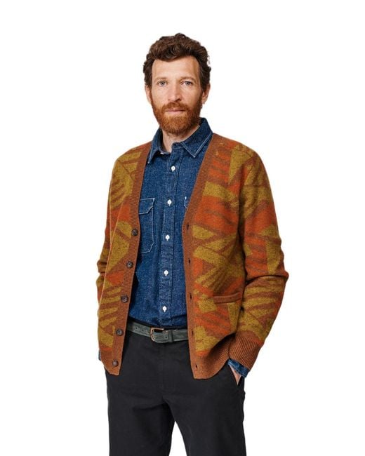 aubi Blue Blake Wool Cardigan Sweater for men