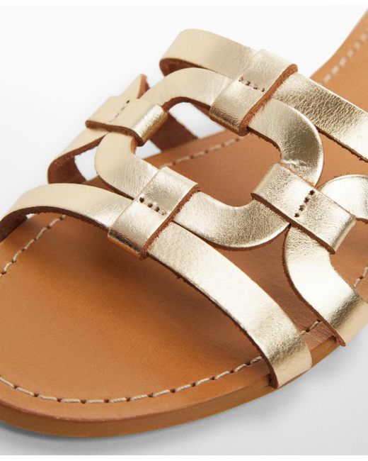 Mango Brown Leather Straps Sandals