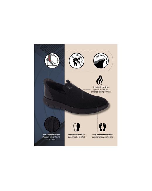 Marc Joseph New York Black Princeton Street Hands-free Slip On Technology Lightweight Mesh Oxfords for men