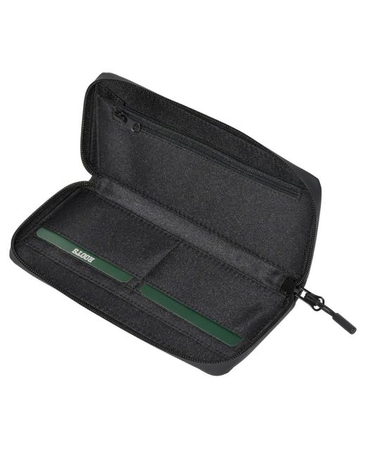 ROOTS Black Slim Zipper Round Wallet for men