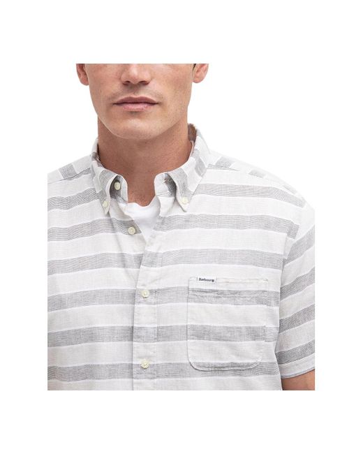 Barbour White Somerby Tailored-fit Stripe Button-down Shirt for men