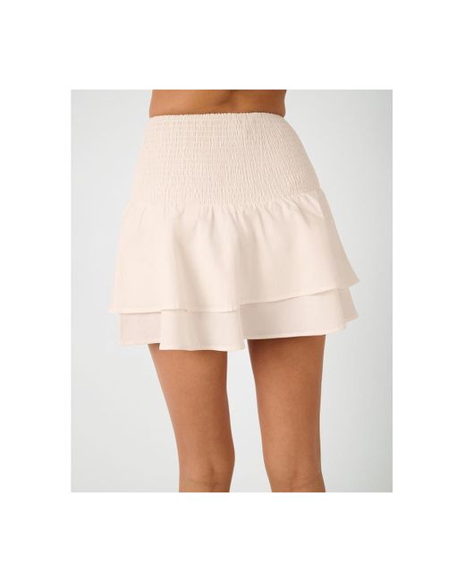 WeWoreWhat White Smocked Ruffle Mini Skirt