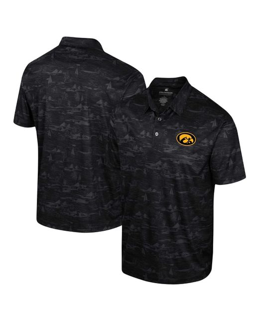 Colosseum Athletics Black Iowa Hawkeyes Daly Print Polo Shirt for men