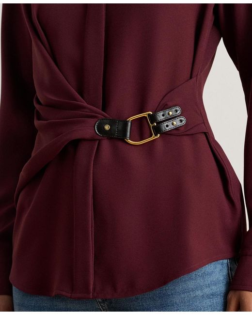 Ralph Lauren Red Buckle Trim Top