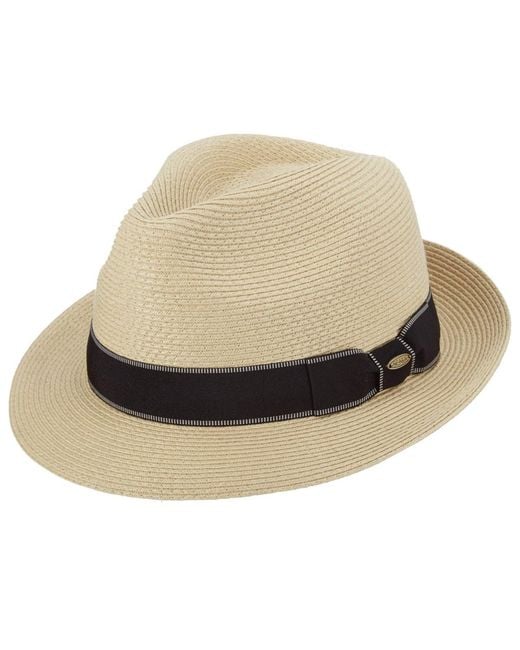 Scala Natural Fine Paper Braid Fedora Hat for men
