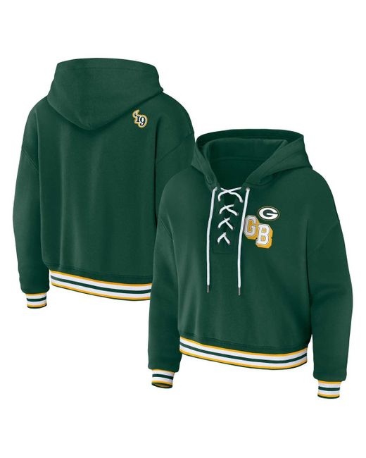 WEAR by Erin Andrews Bay Packers Plus Size Lace-up Pullover Hoodie in ...