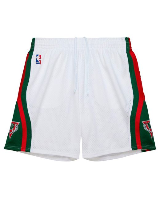 Mitchell & Ness White Milwaukee Bucks 2013/14 Swingman Shorts for men