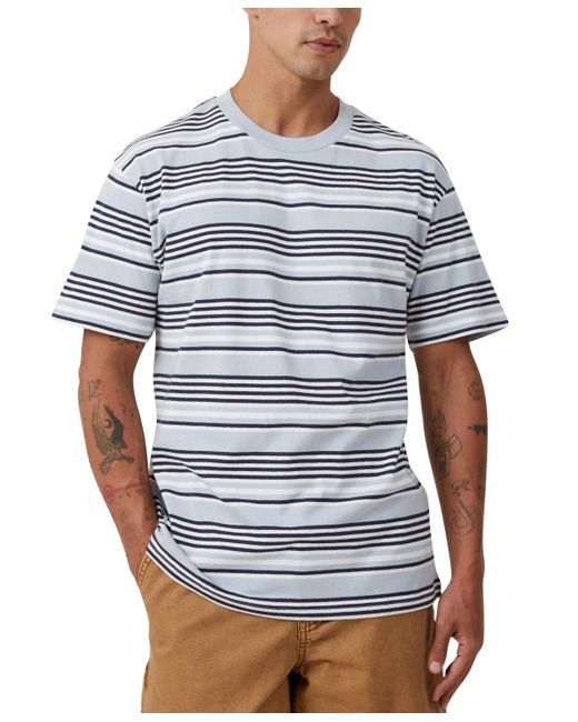 Cotton On Blue Loose Fit Stripe T-shirt for men