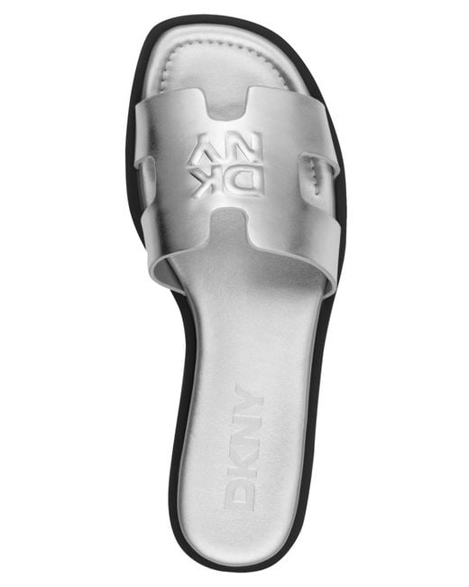 DKNY White Columba Slide Flat Sandals