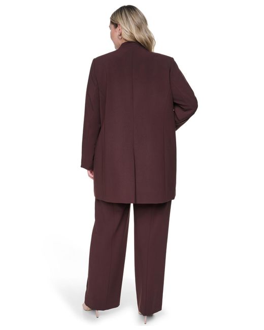 Calvin Klein Purple Plus Size Collarless Open-front Rollback-cuff Jacket
