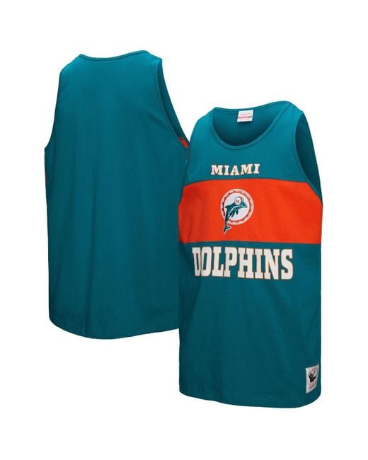 Mitchell & Ness Blue Miami Dolphins Retro Color Block Tank Top for men
