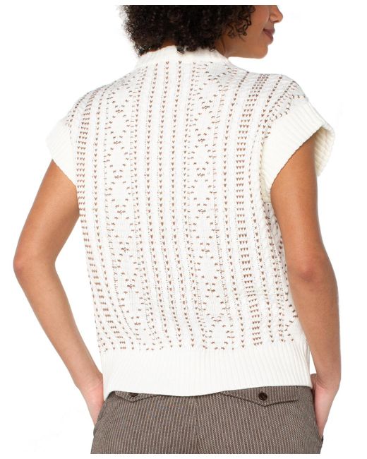 Liverpool Los Angeles White Cap-sleeve Dolman Half-zip Sweater