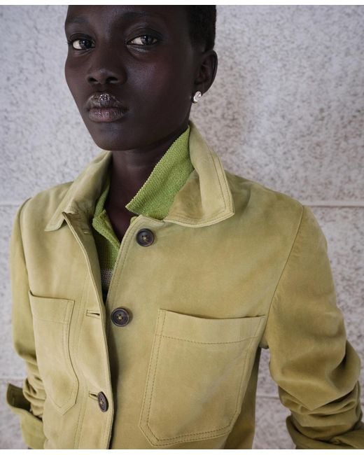 Mango Green Buttons Suede Jacket