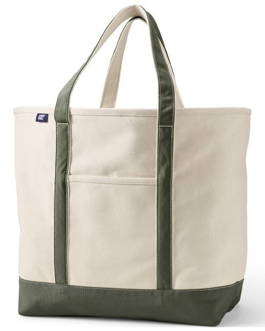 Lands' End Natural Extra Large 5 Pocket Open Top Canvas Tote Bag