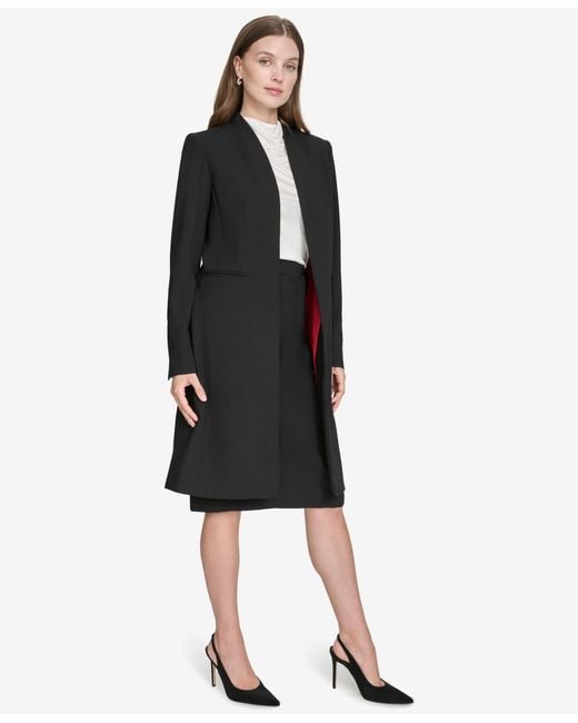Halston Heritage Black Contrast-lined Duster Blazer