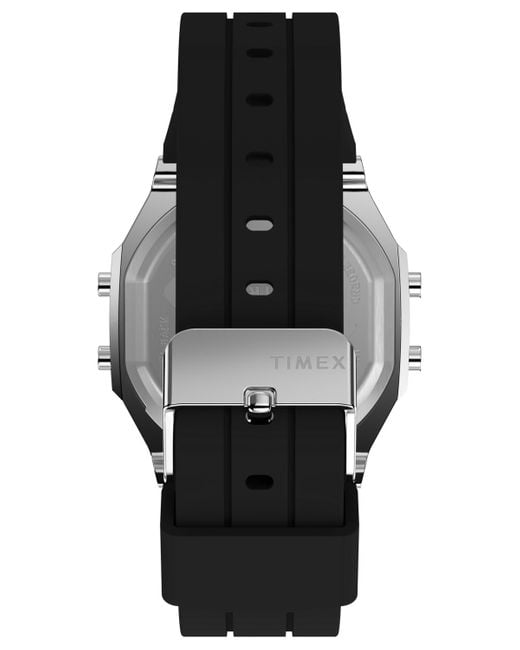Timex Black Activity Tracker Digital Silicone Strap 40mm Octagonal Watch