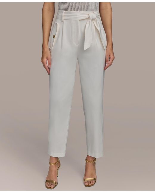 Donna Karan Natural Cotton-blend Slim-leg Pants