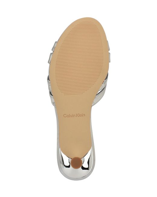 Calvin Klein Metallic Gabbie Crisscross Kitten Heel Sandals