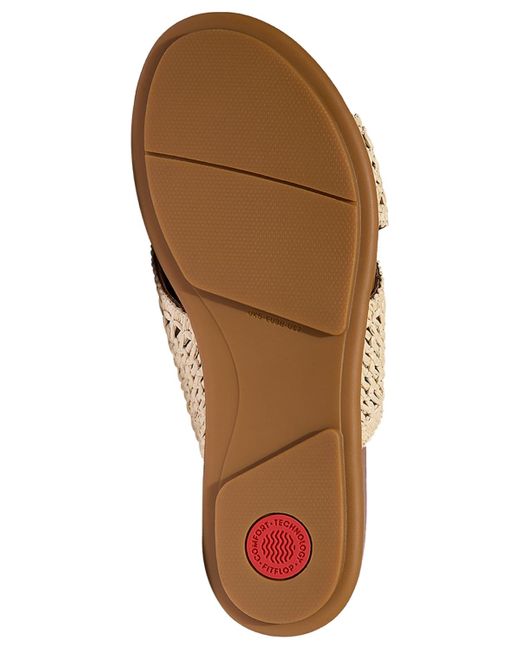 Fitflop Brown Gracie Woven Cross Slide Sandals