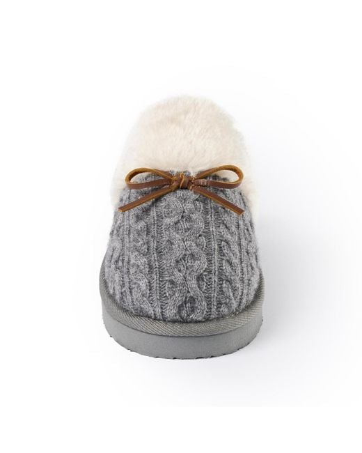Minnetonka Women's Gray Flurry Scuff Sweater Knit Slippers