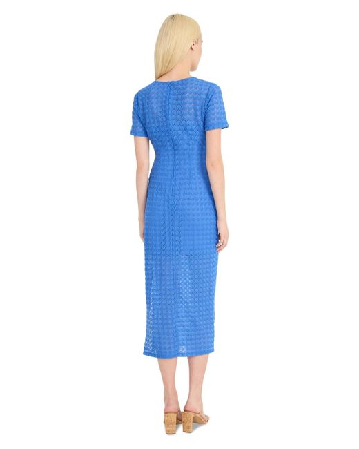 Donna Morgan Abito Midi A Maniche Lunghe Con Finta Pelliccia - Vestito Portafoglio In Poliestere Twill Con Cerniera Posteriore - 2