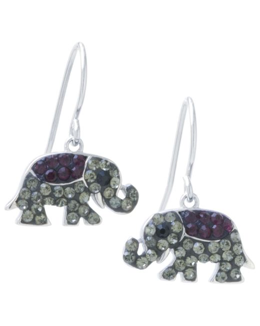 Giani Bernini Black And Gray Pave Crystal Elephant Wire Drop Earrings ...
