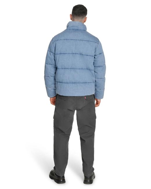 Levi's Blue Denim Quilted Puffer Jacket for men