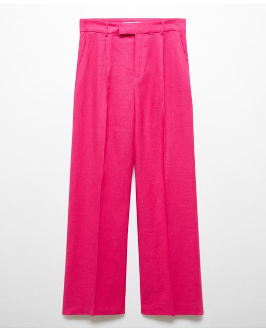 Mango Pink Pleated Linen Pants