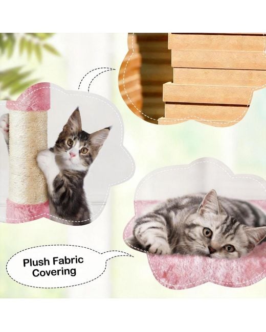 Aronkl Pink Multi-level Cat Tree Tower