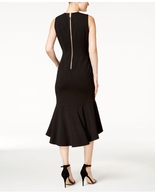 Calvin Klein Synthetic Ruffle Hem Midi Dress Cd9c15bj (black) Dress