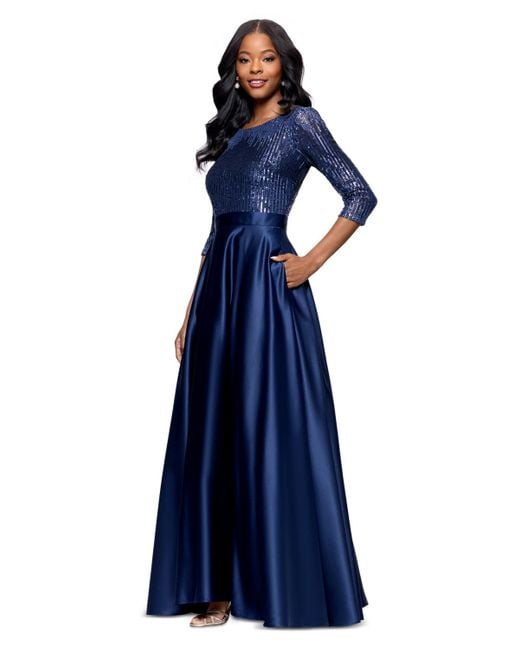 betsy and adam navy blue dress Long Formal Dress: Betsy and Adam A27030 Navy / 0