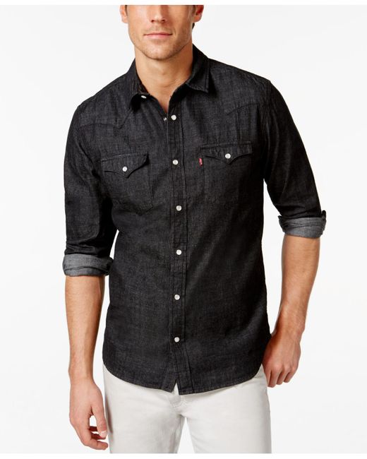 Levi's Standard Barstow Western Long-sleeve Denim Shirt in Black for Men |  Lyst