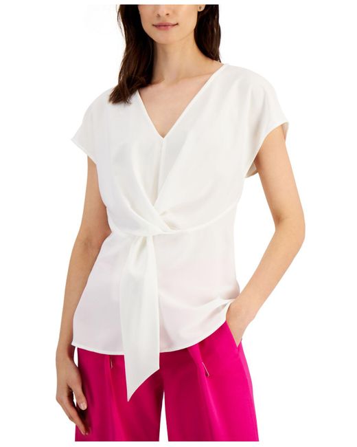 Tahari Synthetic Twist-front Top in 