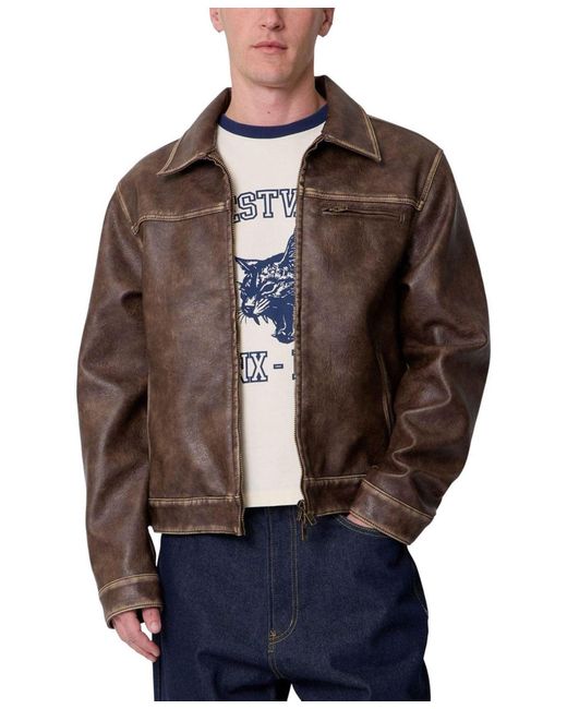 MNML Brown Washed Leather Jacket