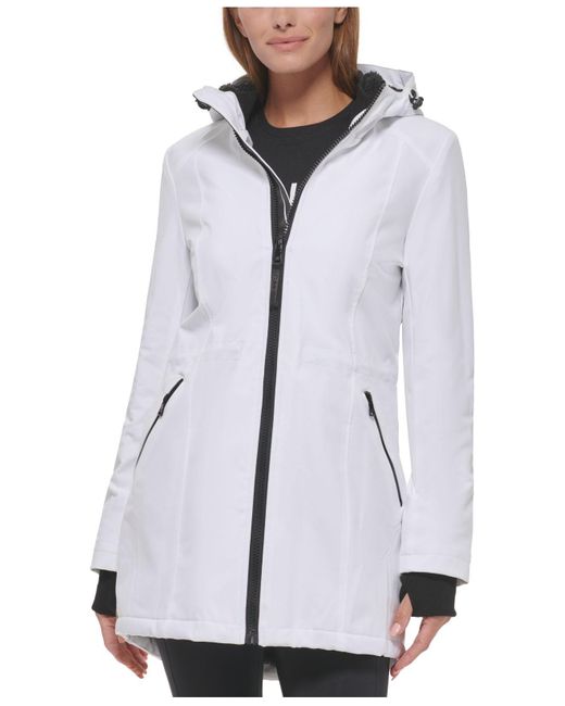 Calvin Klein Hooded Fauxfurlined Anorak Raincoat in White Lyst
